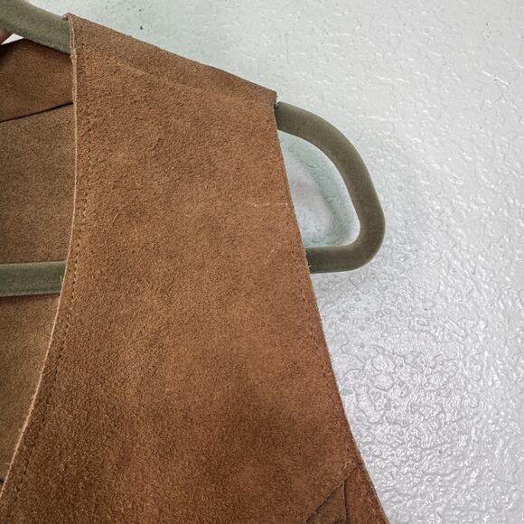 Vintage Suede Fringe Vest Womens Medium Western Leather Concho Tie Front USA - Picture 9 of 14